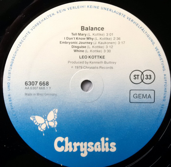 Leo Kottke - Balance | Chrysalis (6307 668) - 3