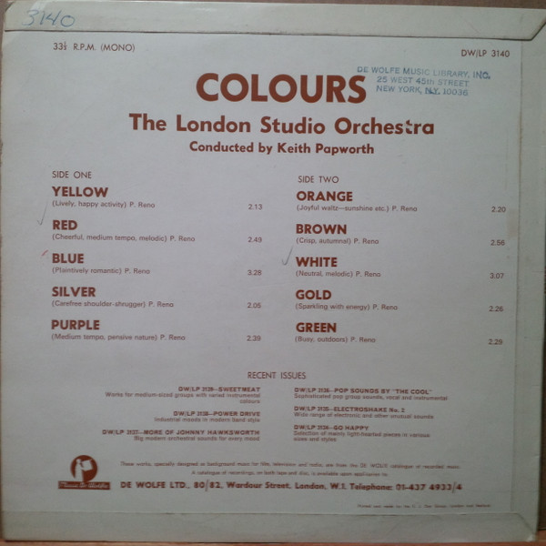 The London Studio Orchestra - Colours | Music De Wolfe (DW/LP 3140) - 2
