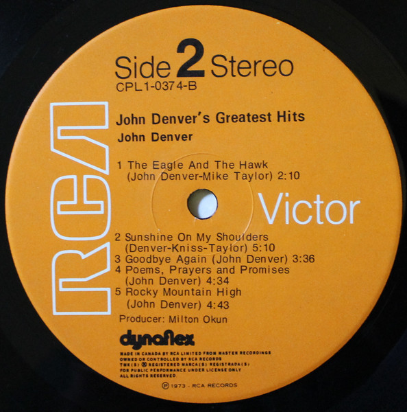 John Denver - John Denver's Greatest Hits | RCA Victor (CPL1-0374) - 4 John Denver - John Denver's Greatest Hits | RCA Victor (CPL1-0374) - 4