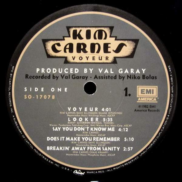 Kim Carnes - Voyeur | EMI America (SO-17078) - 3