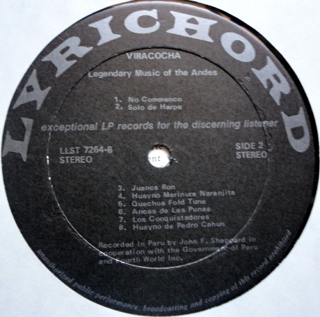 Various - Viracocha - Legendary Music Of The Andes | Lyrichord (LLST 7264) - 4 Various - Viracocha - Legendary Music Of The Andes | Lyrichord (LLST 7264) - 4