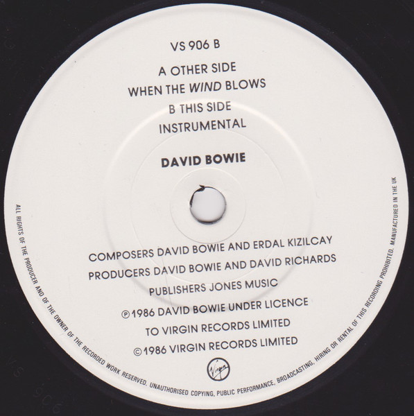 David Bowie - When The Wind Blows | Virgin (VS 906) - 4 David Bowie - When The Wind Blows | Virgin (VS 906) - 4
