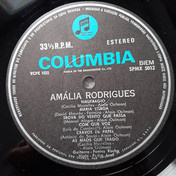 Amália Rodrigues - Com Que Voz | Columbia (SPMX 5012) - 4