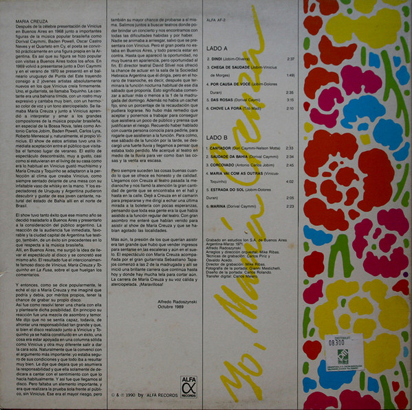 Maria Creuza - Yo, Maria Creuza | Alfa Records (AF - 2) - 2 Maria Creuza - Yo, Maria Creuza | Alfa Records (AF - 2) - 2