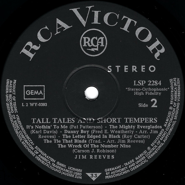 Jim Reeves - Tall Tales And Short Tempers | RCA Victor (LSP-2284) - 4 Jim Reeves - Tall Tales And Short Tempers | RCA Victor (LSP-2284) - 4
