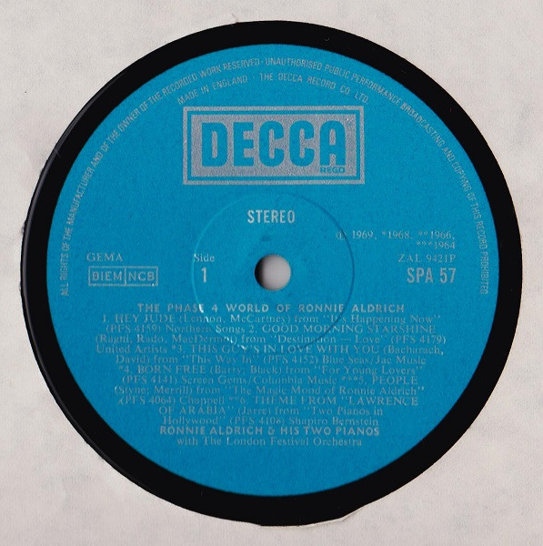 Ronnie Aldrich - The Phase 4 World Of Ronnie Aldrich | Decca (SPA 57) - 3