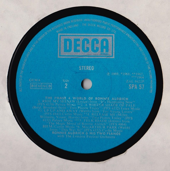 Ronnie Aldrich - The Phase 4 World Of Ronnie Aldrich | Decca (SPA 57) - 4