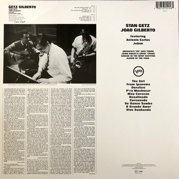 Stan Getz / João Gilberto Featuring Antonio Carlos Jobim - Getz / Gilberto | Verve Records (5355156) - 2 Stan Getz / João Gilberto Featuring Antonio Carlos Jobim - Getz / Gilberto | Verve Records (5355156) - 2