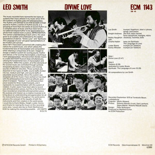 Wadada Leo Smith - Divine Love | ECM Records (ECM 1143) - 2