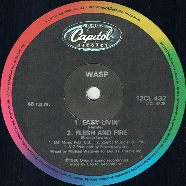 W.A.S.P. - 95-Nasty | Capitol Records (12 CL 432) - 4 W.A.S.P. - 95-Nasty | Capitol Records (12 CL 432) - 4