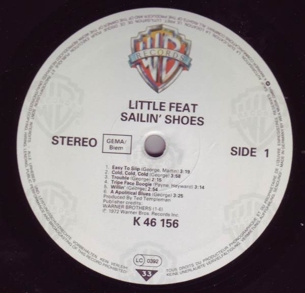 Little Feat - Sailin' Shoes | Warner Bros. Records (WB 46 156) - 2 Little Feat - Sailin' Shoes | Warner Bros. Records (WB 46 156) - 2