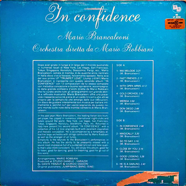 Mario Brancaleoni - In Confidence | Edizioni Bang Bang (BB LP 8336) - 2 Mario Brancaleoni - In Confidence | Edizioni Bang Bang (BB LP 8336) - 2