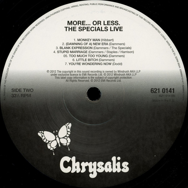 The Specials - More... Or Less. The Specials Live | Chrysalis (6210141) - 4