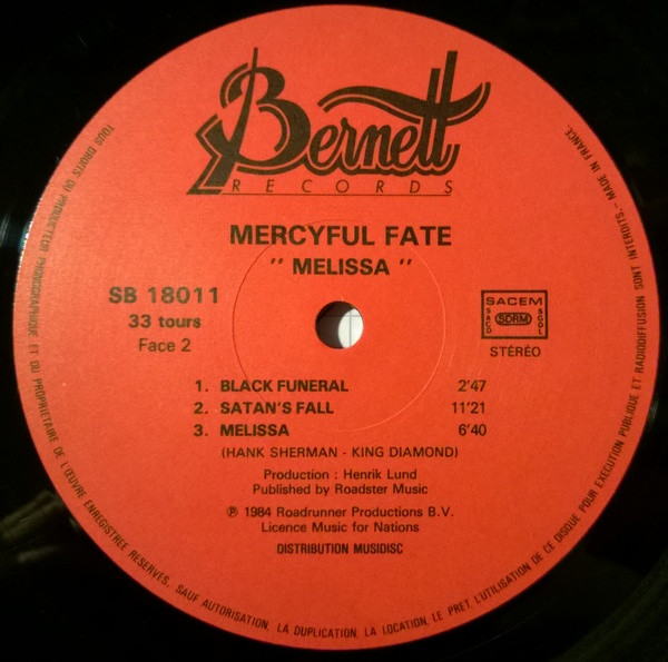 Mercyful Fate - Melissa | Bernett Records (SB 18011) - 4 Mercyful Fate - Melissa | Bernett Records (SB 18011) - 4
