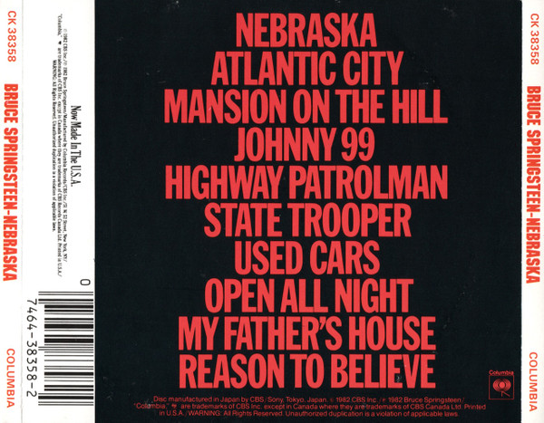 Bruce Springsteen - Nebraska | Columbia (CK 38358) - 2