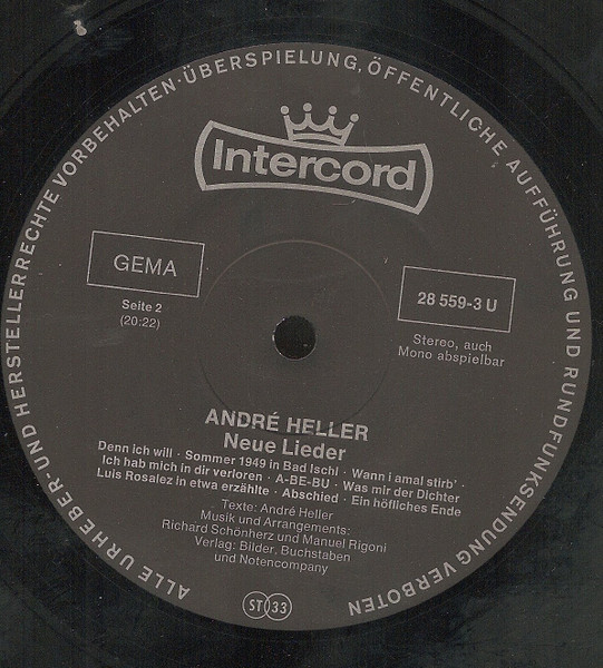 André Heller - Neue Lieder | Intercord (28 559-3U) - 4