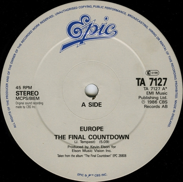 Europe - The Final Countdown | Epic (TA 7127) - 3