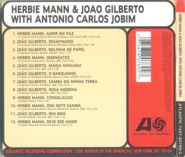 Herbie Mann & João Gilberto With Antonio Carlos Jobim - Herbie Mann & Joao Gilberto With Antonio Carlos Jobim | Atlantic (7567-80789-2) - 2