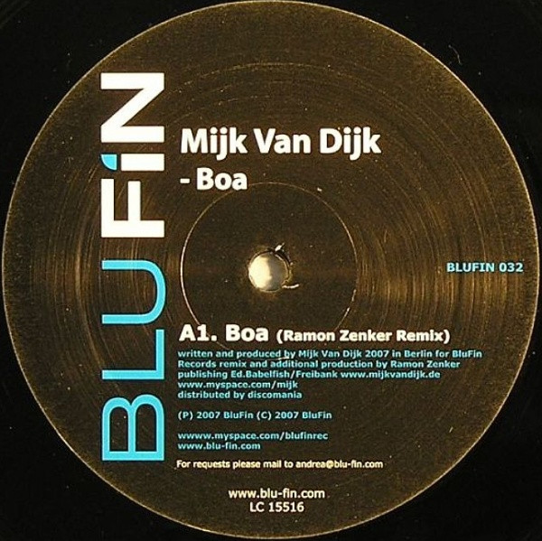 Mijk Van Dijk - Boa | Blu Fin (BLUFIN 032) - main