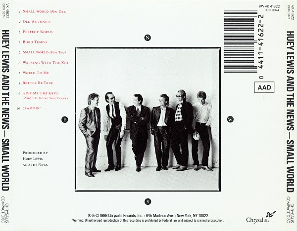 Huey Lewis & The News - Small World | Chrysalis (VK 41622) - 2