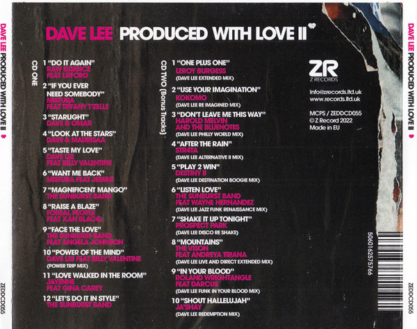 Dave Lee - Produced With Love II | Z Records (ZEDDCD055) - 2