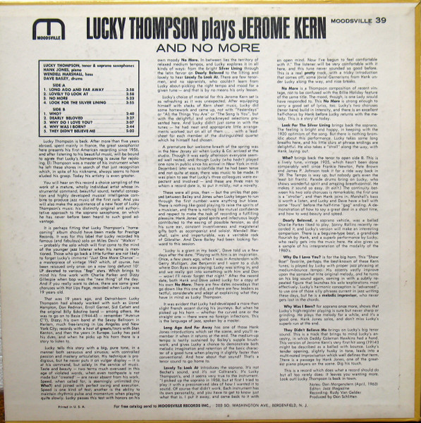 Lucky Thompson - Plays Jerome Kern And No More | Moodsville (MV 39) - 2 Lucky Thompson - Plays Jerome Kern And No More | Moodsville (MV 39) - 2