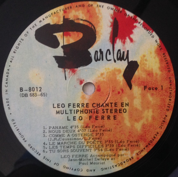 Léo Ferré - Léo Ferré Chante En Multiphonie-Stéréo | Barclay (B 8012) - 3