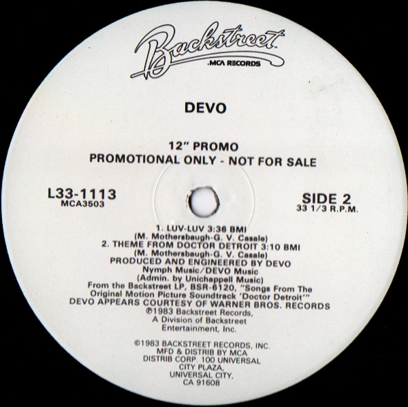 Devo - Theme From Doctor Detroit | Backstreet Records (L33-1113) - main