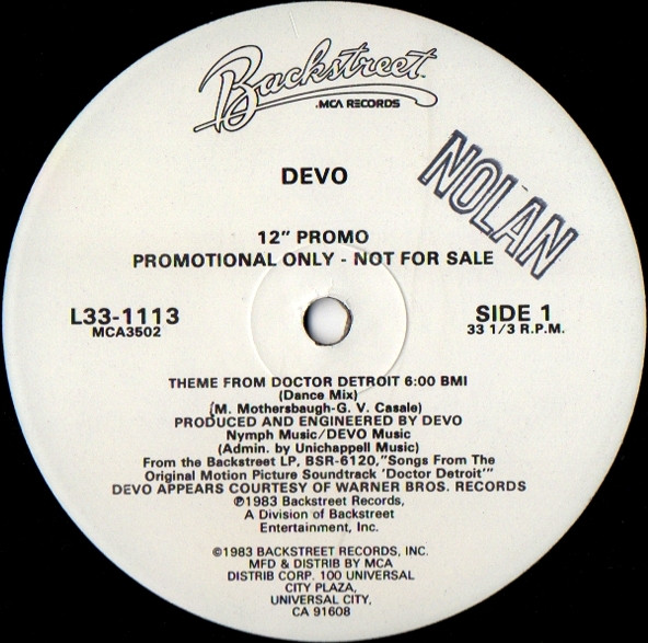 Devo - Theme From Doctor Detroit | Backstreet Records (L33-1113) - 2