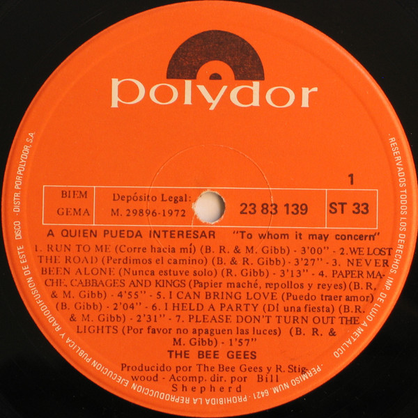 Bee Gees - A Quien Pueda Interesar = To Whom It May Concern | Polydor (23 83 139) - 4