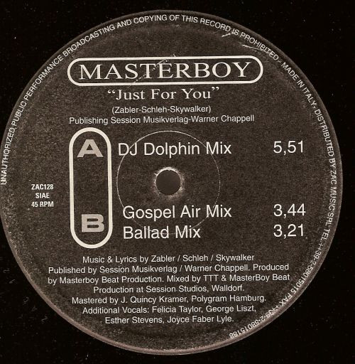 Masterboy - Just For You | ZAC Records (ZAC 128)