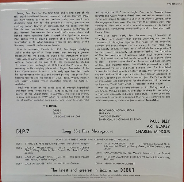 Paul Bley With Charles Mingus , Art Blakey - Introducing Paul Bley | Original Jazz Classics (OJC-201) - 2 Paul Bley With Charles Mingus , Art Blakey - Introducing Paul Bley | Original Jazz Classics (OJC-201) - 2