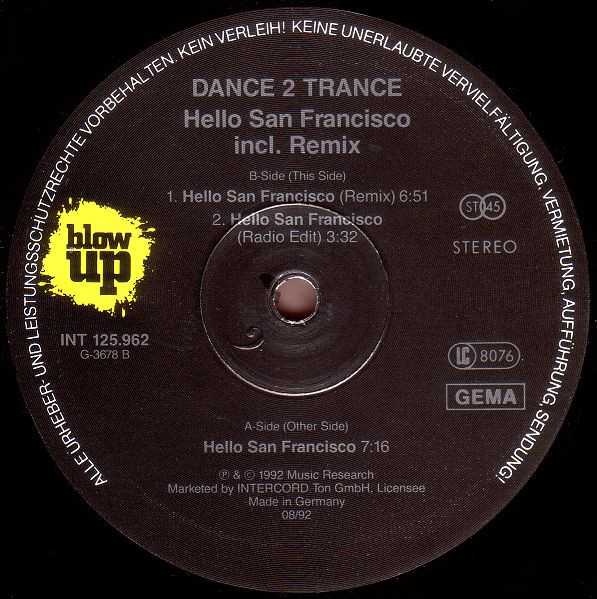Dance 2 Trance - Hello San Francisco | Blow Up (INT 125.962) - 4 Dance 2 Trance - Hello San Francisco | Blow Up (INT 125.962) - 4