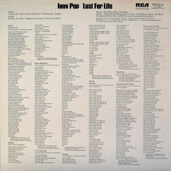 Iggy Pop - Lust For Life | RCA International (INTS 5114) - 2 Iggy Pop - Lust For Life | RCA International (INTS 5114) - 2