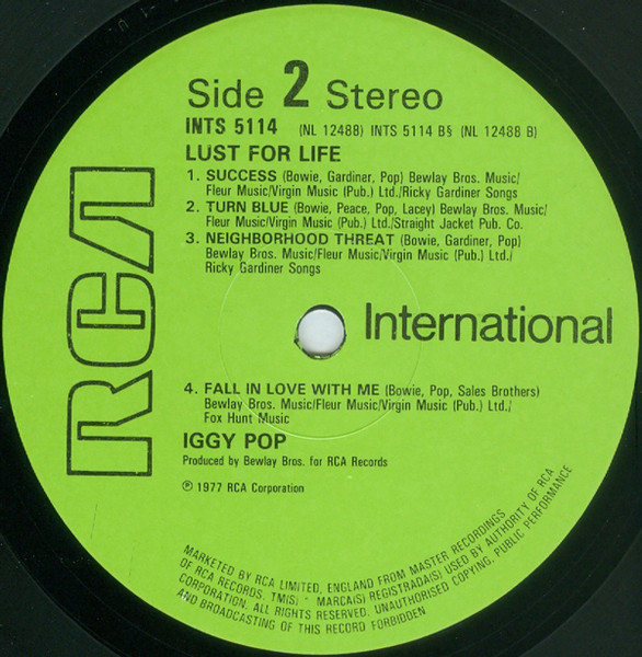 Iggy Pop - Lust For Life | RCA International (INTS 5114) - 4 Iggy Pop - Lust For Life | RCA International (INTS 5114) - 4