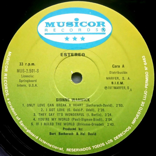 Dionne Warwick - Only Love Can Break A Heart | Musicor Records (MUS 2.501 S.) - 3 Dionne Warwick - Only Love Can Break A Heart | Musicor Records (MUS 2.501 S.) - 3