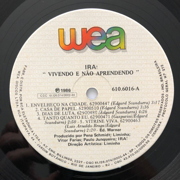 Ira! - Vivendo E Não Aprendendo | WEA (610.6016) - 2