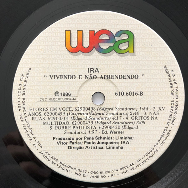 Ira! - Vivendo E Não Aprendendo | WEA (610.6016) - 3