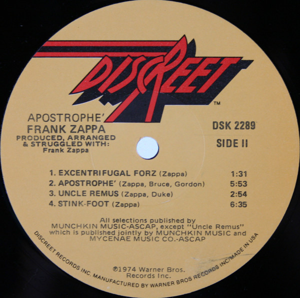 Frank Zappa - Apostrophe (') | Discreet (DSK 2289) - 4 Frank Zappa - Apostrophe (') | Discreet (DSK 2289) - 4