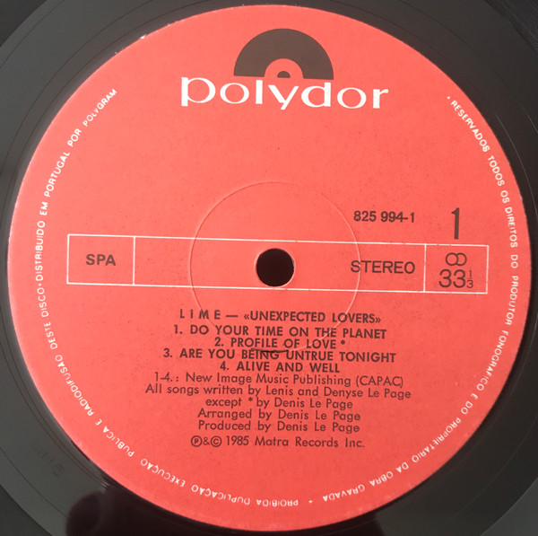 Lime - Unexpected Lovers | Polydor (825 994-1) - 3