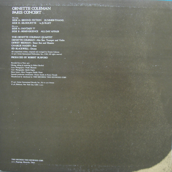 Ornette Coleman - Paris Concert | Trio Records (PA-7169~70) - 3