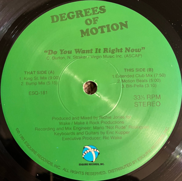 Degrees Of Motion - Do You Want It Right Now | Esquire Records (ESQ-181)