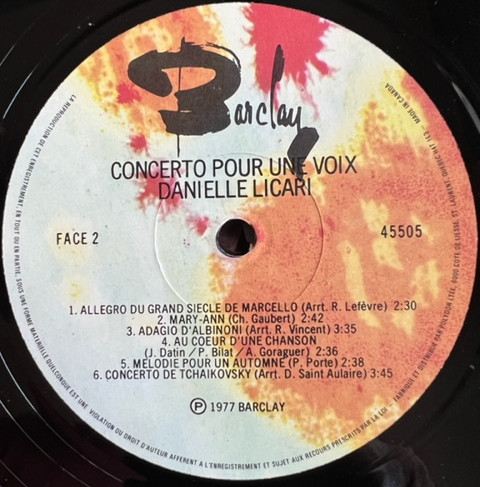 Danielle Licari - Concerto Pour Une Voix [Vinyl] | Barclay (45505) - 4