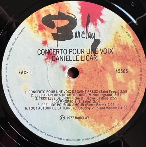Danielle Licari - Concerto Pour Une Voix [Vinyl] | Barclay (45505) - 3