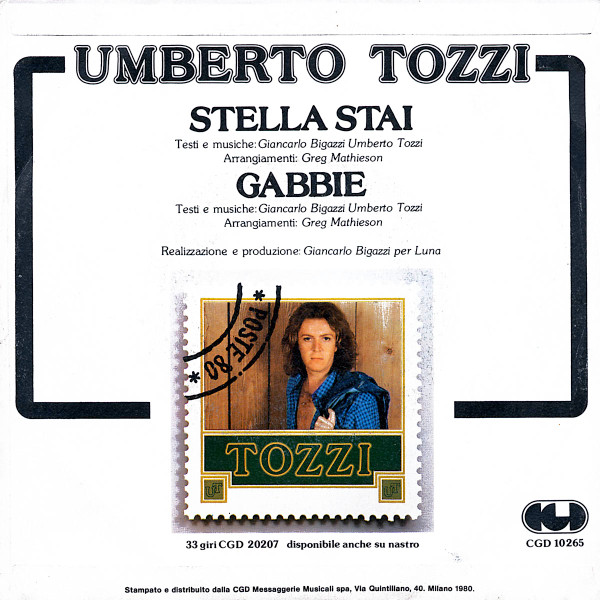 Umberto Tozzi - Stella Stai | CGD (CGD 10265) - 2