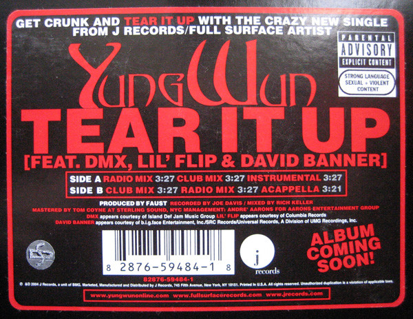 Yung Wun - Tear It Up | J Records (82876-59484-1) - 3
