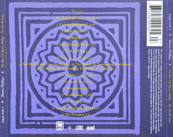 Shawn Phillips - The Best Of Shawn Phillips / The A&M Years [CD] | A&M Records (31454 0016 2) - 2
