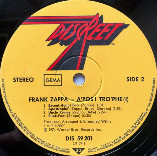Frank Zappa - Apostrophe (') | Discreet (DIS 59 201) - 4 Frank Zappa - Apostrophe (') | Discreet (DIS 59 201) - 4