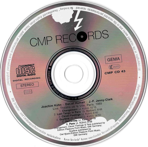 Joachim Kühn / Daniel Humair / J.-F. Jenny-Clark - Live, Théâtre De La Ville, Paris, 1989 | CMP Records (CMP CD 43) - 3