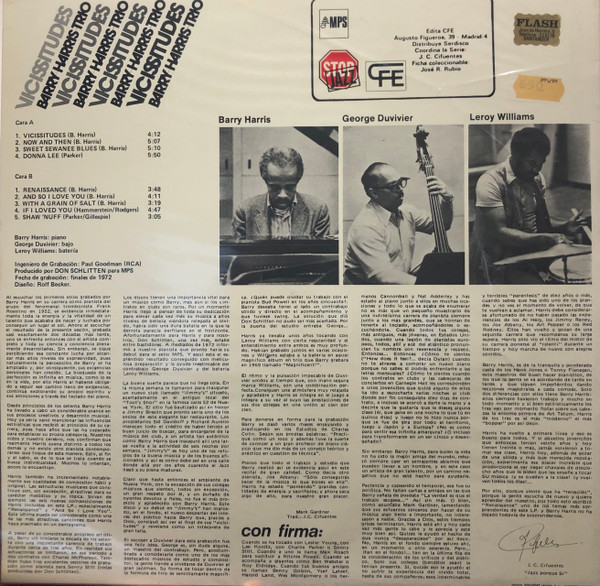 Barry Harris Trio - Vicissitudes - Vinilo | MPS Records (JS-018) - 2 Barry Harris Trio - Vicissitudes - Vinilo | MPS Records (JS-018) - 2